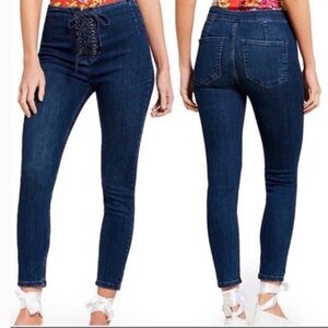 Free people lace up skinny jeans
